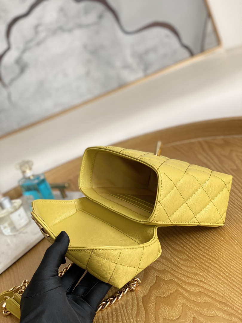 Chanel AS3729 Small Vanity Case Grained Calfskin & Gold-Tone Metal Yellow - Default Title - View 8