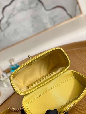 Chanel AS3729 Small Vanity Case Grained Calfskin & Gold-Tone Metal Yellow - Default Title - View 9