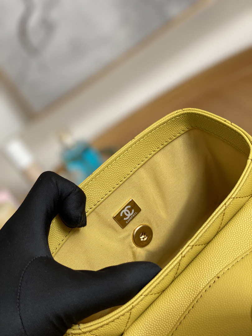 Chanel AS3729 Small Vanity Case Grained Calfskin & Gold-Tone Metal Yellow - Default Title - View 10