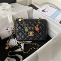 Chanel AS3737 Mini Flap Bag Lambskin Enamel & Gold-Tone Metal Black - Default Title - View 1