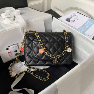 Chanel AS3737 Mini Flap Bag Lambskin Enamel & Gold-Tone Metal Black - Default Title - View 2