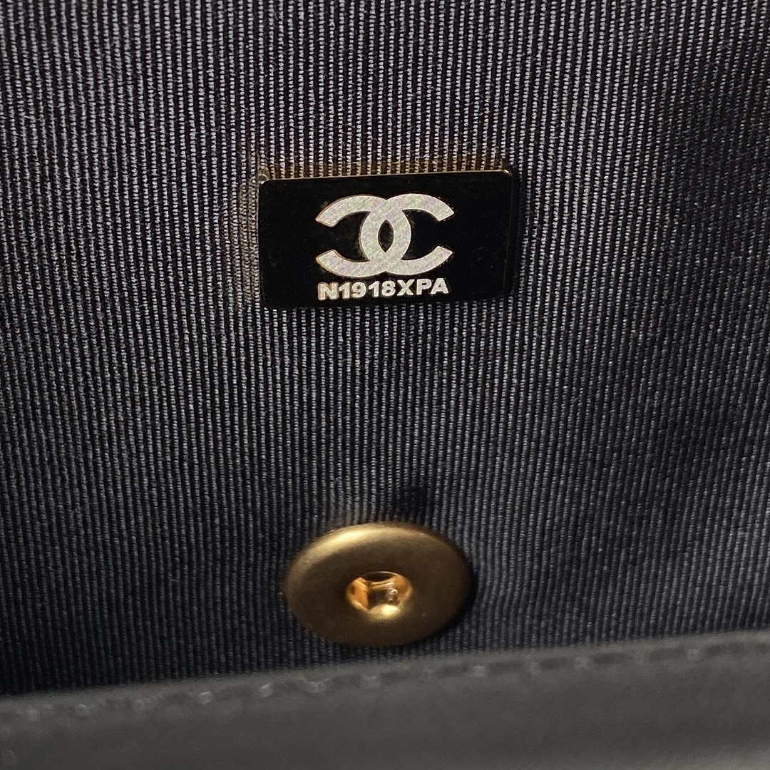 Chanel AS3737 Mini Flap Bag Lambskin Enamel & Gold-Tone Metal Black - Default Title - View 9