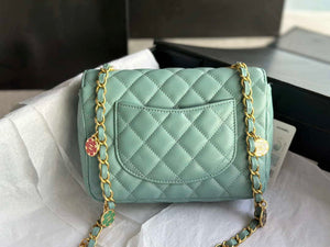 Chanel AS3737 Mini Flap Bag Lambskin Enamel & Gold-Tone Metal Blue - Default Title - View 4