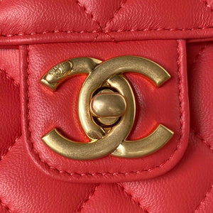 Chanel AS3737 Mini Flap Bag Lambskin Enamel & Gold-Tone Metal Red - Default Title - View 3