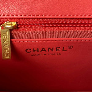 Chanel AS3737 Mini Flap Bag Lambskin Enamel & Gold-Tone Metal Red - Default Title - View 8