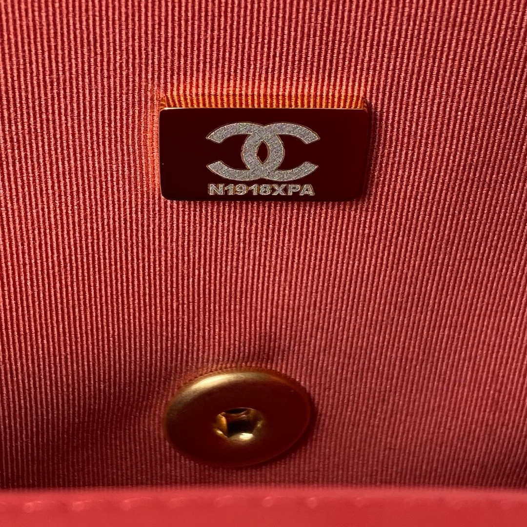 Chanel AS3737 Mini Flap Bag Lambskin Enamel & Gold-Tone Metal Red