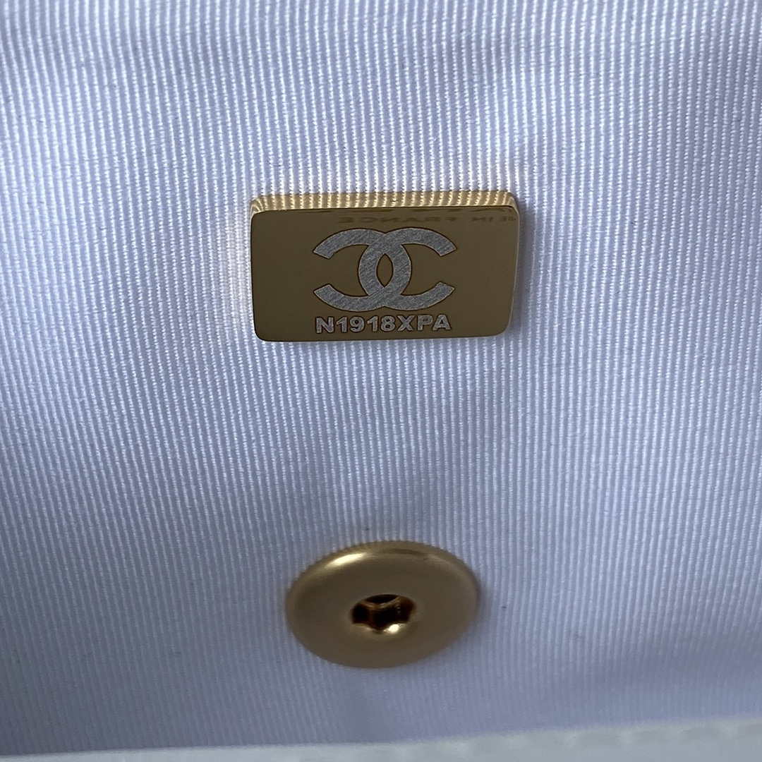 Chanel AS3737 Mini Flap Bag Lambskin Enamel & Gold-Tone Metal White - Default Title - View 9