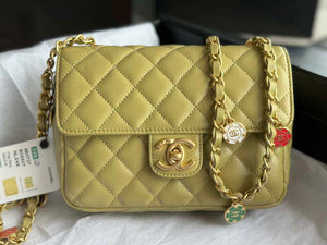 Chanel AS3737 Mini Flap Bag Lambskin Enamel & Gold-Tone Metal Yellow - Default Title - View 2