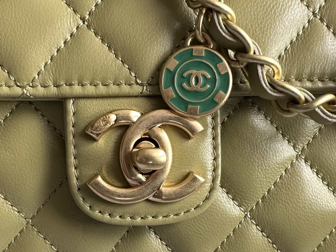 Chanel AS3737 Mini Flap Bag Lambskin Enamel & Gold-Tone Metal Yellow - Default Title - View 3