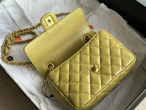 Chanel AS3737 Mini Flap Bag Lambskin Enamel & Gold-Tone Metal Yellow - Default Title - View 6
