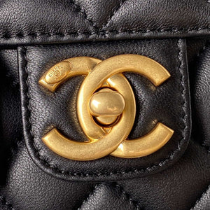 Chanel AS3738 Mini Flap Bag Lambskin Enamel & Gold-Tone Metal Black - Default Title - View 3