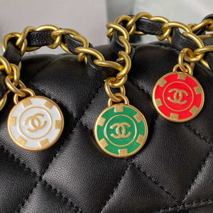 Chanel AS3738 Mini Flap Bag Lambskin Enamel & Gold-Tone Metal Black - Default Title - View 4