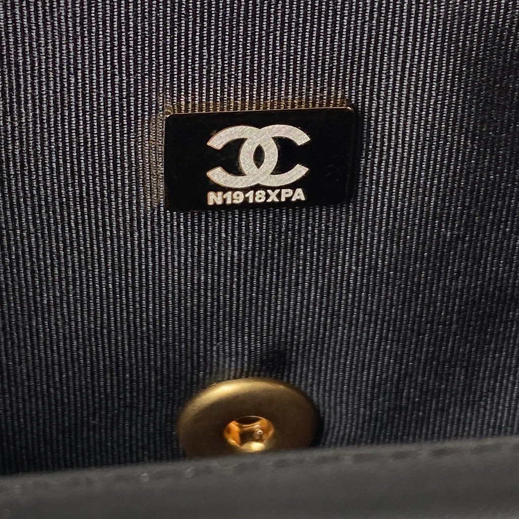 Chanel AS3738 Mini Flap Bag Lambskin Enamel & Gold-Tone Metal Black - Default Title - View 9