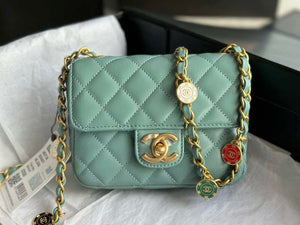 Chanel AS3738 Mini Flap Bag Lambskin Enamel & Gold-Tone Metal Blue - Default Title - View 2