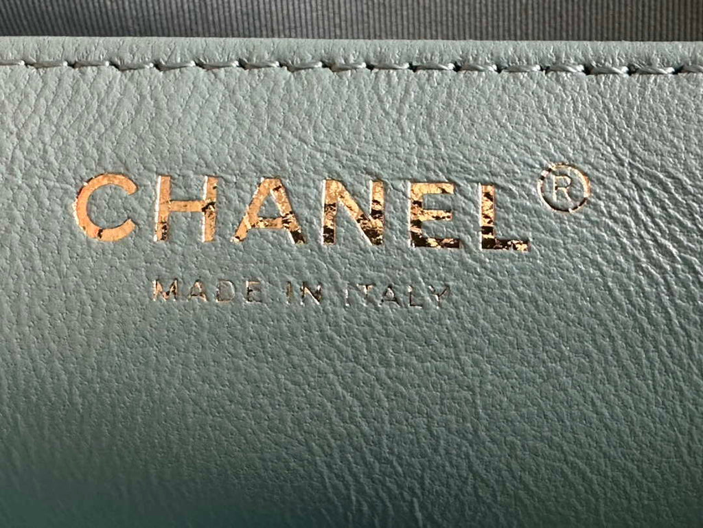 Chanel AS3738 Mini Flap Bag Lambskin Enamel & Gold-Tone Metal Blue