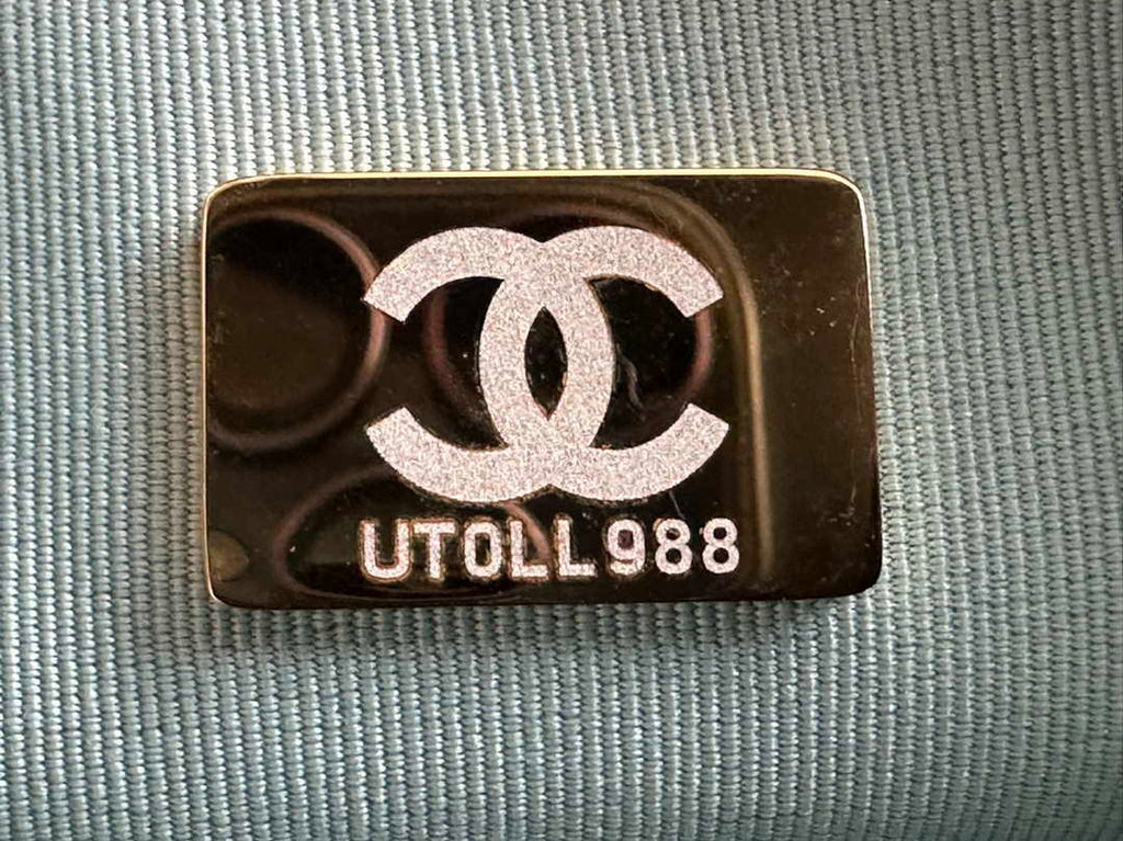 Chanel AS3738 Mini Flap Bag Lambskin Enamel & Gold-Tone Metal Blue
