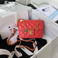 Chanel AS3738 Mini Flap Bag Lambskin Enamel & Gold-Tone Metal Red