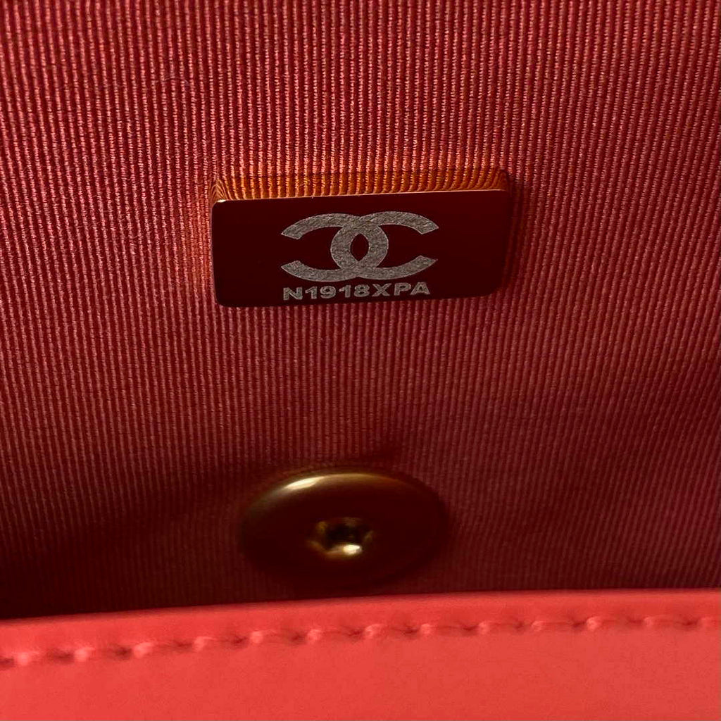 Chanel AS3738 Mini Flap Bag Lambskin Enamel & Gold-Tone Metal Red