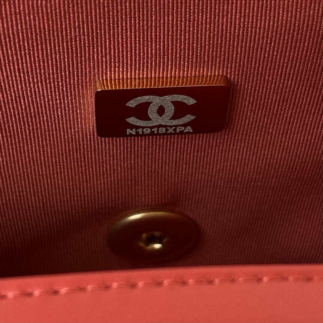 Chanel AS3738 Mini Flap Bag Lambskin Enamel & Gold-Tone Metal Red - Default Title - View 9