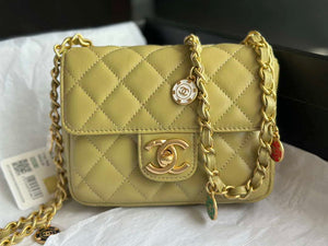 Chanel AS3738 Mini Flap Bag Lambskin Enamel & Gold-Tone Metal Yellow - Default Title - View 2