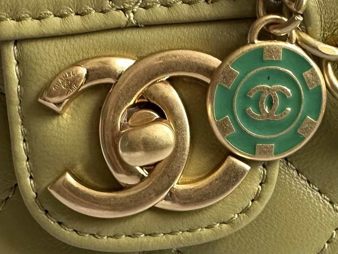 Chanel AS3738 Mini Flap Bag Lambskin Enamel & Gold-Tone Metal Yellow - Default Title - View 3