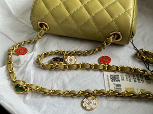 Chanel AS3738 Mini Flap Bag Lambskin Enamel & Gold-Tone Metal Yellow - Default Title - View 5