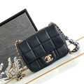 Chanel AS3744 Mini Flap Bag White Lambskin Resin & Gold-Tone Metal Black - Default Title - View 1
