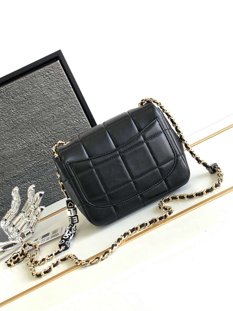 Chanel AS3744 Mini Flap Bag White Lambskin Resin & Gold-Tone Metal Black - Default Title - View 3