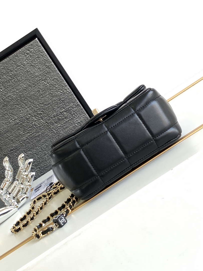 Chanel AS3744 Mini Flap Bag White Lambskin Resin & Gold-Tone Metal Black - Default Title - View 4
