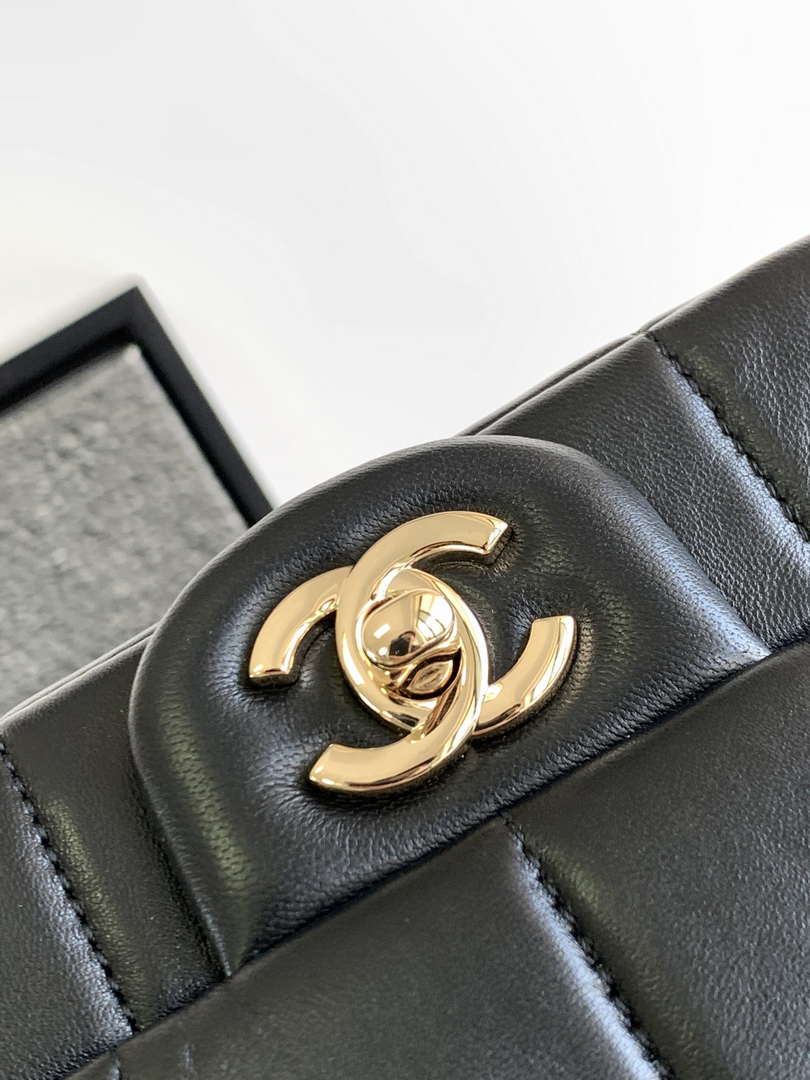Chanel AS3744 Mini Flap Bag White Lambskin Resin & Gold-Tone Metal Black - Default Title - View 5