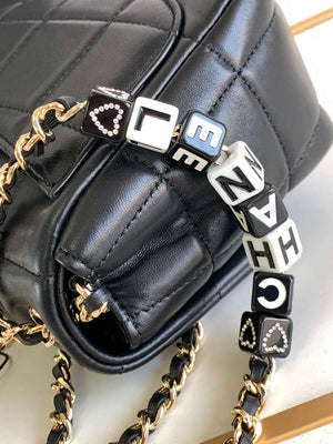 Chanel AS3744 Mini Flap Bag White Lambskin Resin & Gold-Tone Metal Black - Default Title - View 6