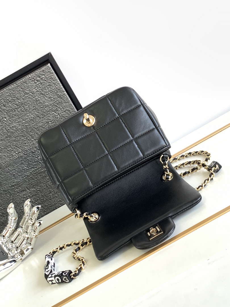 Chanel AS3744 Mini Flap Bag White Lambskin Resin & Gold-Tone Metal Black - Default Title - View 7