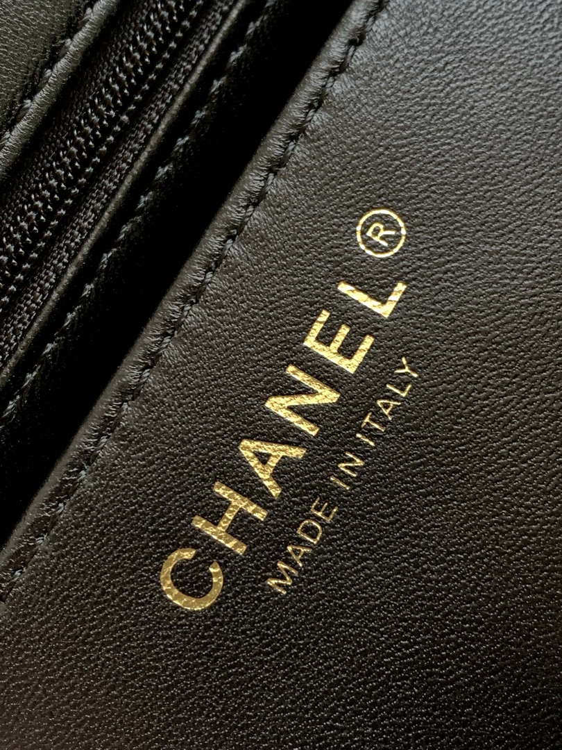 Chanel AS3744 Mini Flap Bag White Lambskin Resin & Gold-Tone Metal Black - Default Title - View 9