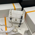 Chanel AS3744  Mini Flap Bag White Lambskin Resin & Gold-Tone Metal White