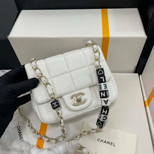 Chanel AS3744  Mini Flap Bag White Lambskin Resin & Gold-Tone Metal White - Default Title - View 2