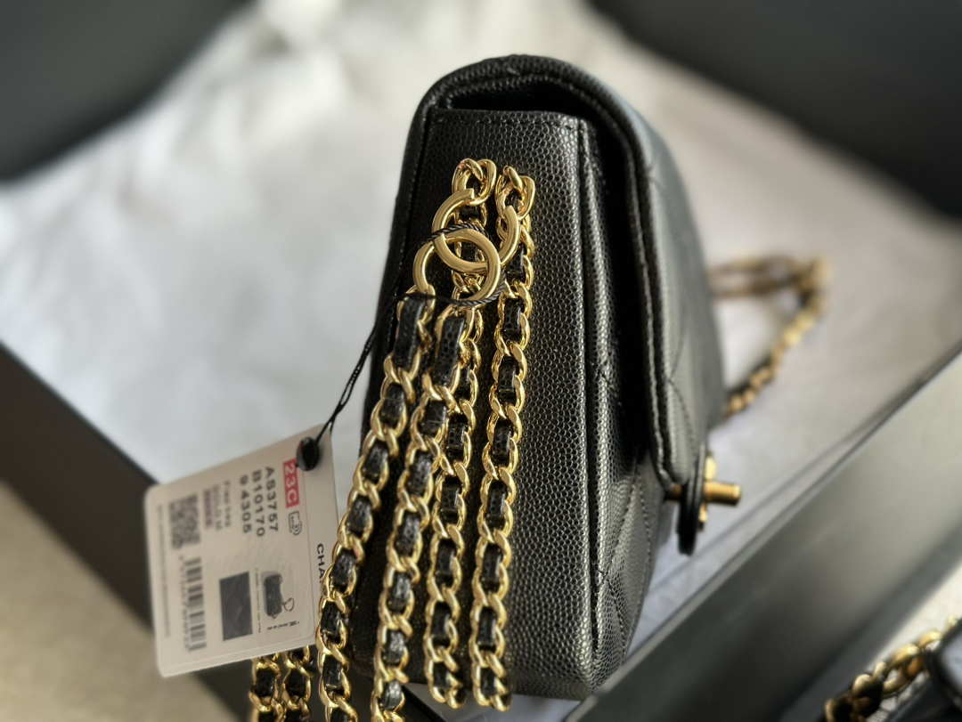 Chanel AS3757 Mini Flap Bag Grained Calfskin & Gold-Tone Metal Black - Default Title - View 5