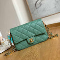 Chanel AS3757 Mini Flap Bag Grained Calfskin & Gold-Tone Metal Green - Default Title - View 1