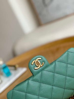 Chanel AS3757 Mini Flap Bag Grained Calfskin & Gold-Tone Metal Green - Default Title - View 3