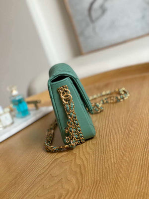 Chanel AS3757 Mini Flap Bag Grained Calfskin & Gold-Tone Metal Green - Default Title - View 4