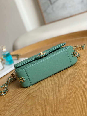 Chanel AS3757 Mini Flap Bag Grained Calfskin & Gold-Tone Metal Green - Default Title - View 6