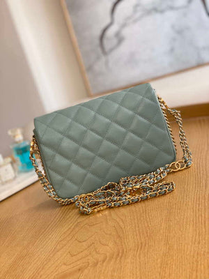 Chanel AS3757 Mini Flap Bag Grained Calfskin & Gold-Tone Metal Light Green - Default Title - View 2