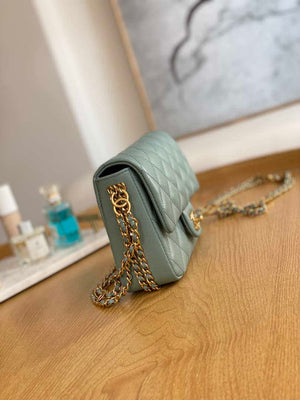 Chanel AS3757 Mini Flap Bag Grained Calfskin & Gold-Tone Metal Light Green - Default Title - View 4