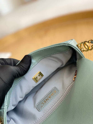 Chanel AS3757 Mini Flap Bag Grained Calfskin & Gold-Tone Metal Light Green - Default Title - View 9