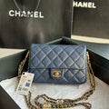 Chanel AS3757 Mini Flap Bag Grained Calfskin & Gold-Tone Metal Navy Blue - Default Title - View 1