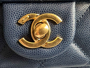Chanel AS3757 Mini Flap Bag Grained Calfskin & Gold-Tone Metal Navy Blue - Default Title - View 3
