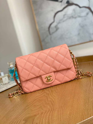 Chanel AS3757 Mini Flap Bag Grained Calfskin & Gold-Tone Metal Pink - Default Title - View 1