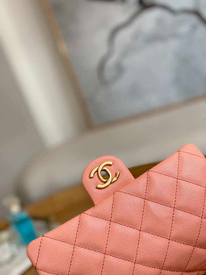 Chanel AS3757 Mini Flap Bag Grained Calfskin & Gold-Tone Metal Pink - Default Title - View 3
