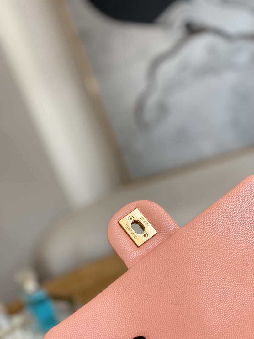 Chanel AS3757 Mini Flap Bag Grained Calfskin & Gold-Tone Metal Pink - Default Title - View 7