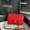 Chanel AS3757 Mini Flap Bag Grained Calfskin & Gold-Tone Metal Red - Default Title - View 1