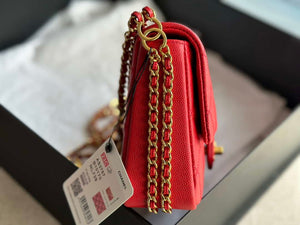 Chanel AS3757 Mini Flap Bag Grained Calfskin & Gold-Tone Metal Red - Default Title - View 5